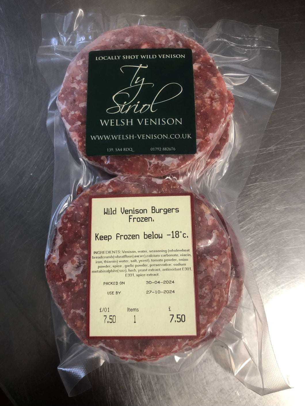 Wild venison burgers (4) Frozen